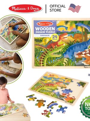 ชุดจิ๊กซอไม้ 24 ชิ้น รูปไดโนเสาร์ ,Melissa & Doug, ของเล่นเด็ก ,พัซเซิลไม้,ของเล่นเสริมพัฒนาการ,ของเล่นเด็ก,สื่อการสอน,อนุบาล,พร้อมส่ง