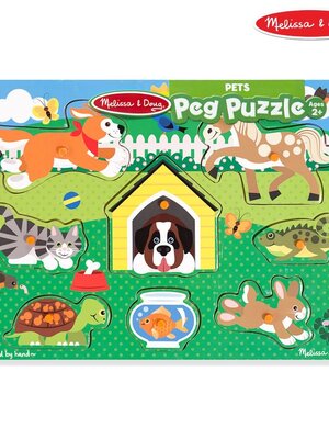 จิ๊กซอว์ไม้ จิ๊กซอว์หมุด รุ่นสัตว์เลี้ยง 8 ชิ้น Melissa & Doug พัซเซิลไม้,ของเล่นเสริมพัฒนาการ,ของเล่นเด็ก,สื่อการสอน,อนุบาล,พร้อมส่ง