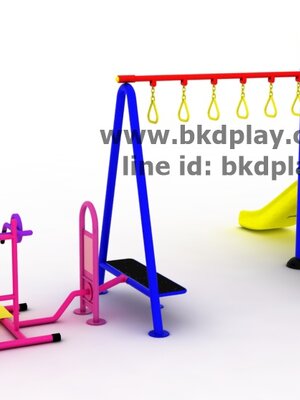 ชุดหอสไลด์80 บาร์โหน+ห่วงโหน +ยกน้ำหนักบัดดี้ เครื่องเล่นสนามกลางแจ้ง เหล็ก ของเล่น สั่งทำ 10-20 วัน