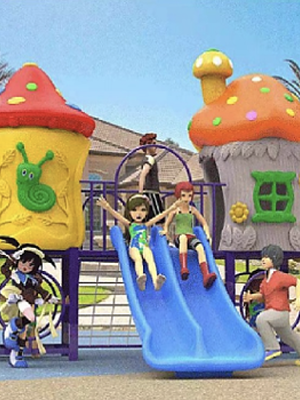 เครื่องเล่นสนาม ชุด สถานีบ้านเห็ดคู่ สไลเดอร์สระน้ำ กระดานลื่น,สนามเด็กเล่น ,สไลเดอร์,ของเล่นเสริมพัฒนาการ,เครื่องเล่นสนามกลางแจ้ง, playground,พร้อมส่ง