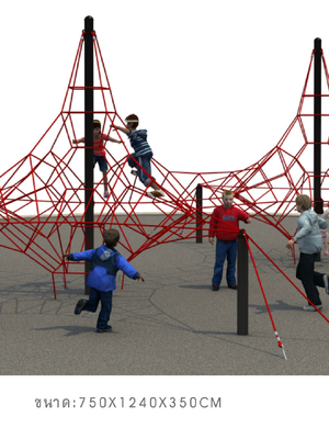 ปีนป่ายใยแมงมุม 2 โดม , เครื่องเล่นสนาม, ปีนป่ายเชือกเสริมลวด สั่งนำเข้า
