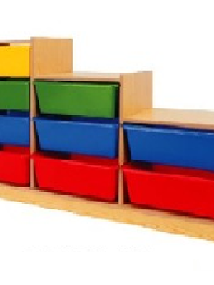 ตู้ลิ้นชัก 3 ระดับ คละสี, ตู้ไม้แบบไล่ระดับ, พร้อมส่ง สำหรับเด็ก อนุบาล โรงเรียน เนอสเซอรี่ ศูนย์พัฒนาเด็กเล็ก ขนาดตู้ 130x30x68 ซม.