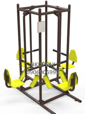 บริหารขา-เข่า-น่อง (แบบขาดันยกตัว 4 ที่) เครื่องออกกำลังกาย, กลางแจ้ง, ลานกีฬา, อเนกประสงค์, สนามกีฬา