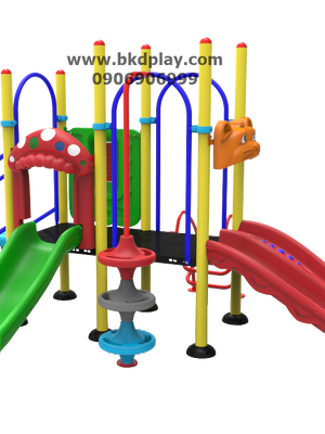 ชุดหอสไลด์ปีนป่ายอนุบาล-14 เครื่องเล่นสนาม กลางแจ้ง เหล็ก, สไลเดอร์ ของเล่น สั่งทำ 10-20 วัน ขนาด 300 x 450 x 200 ซม.