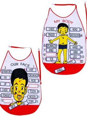 ชุดผ้ากันเปื้อนเรียนรู้ร่างกาย 2 ผืน สื่อการสอนอนุบาล,ปฐมวัย,ของเล่นเสริมพัฒนาการ, ของเล่นเสริมทักษะ