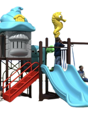 เครื่องเล่นสนามกลางแจ้ง ชุดสไลเดอร์ม้าน้ำคลื่นยักษ์ ชิงช้ามหาสมุทร สไลเดอร์,ของเล่น,ครุภัณฑ์สนามเด็กเล่น,สพฐ,โครงการโรงเรียนประชารัฐ playground ขนาด 280x480x270 ซม.
