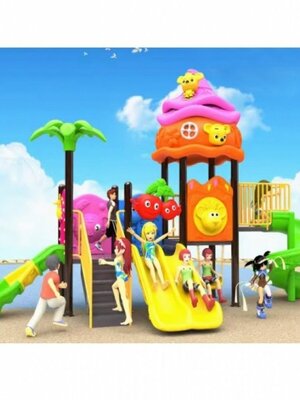 เครื่องเล่นสนามกลางแจ้ง ชุดบ้านแฮมเตอร์ 3 สไลด์ ,สไลเดอร์, กระดานลื่น, ของเล่น,ครุภัณฑ์สนามเด็กเล่น, สพฐ,โครงการโรงเรียนประชารัฐ,งบประมาณ70,000 ขนาด 210x480x300 ซม.