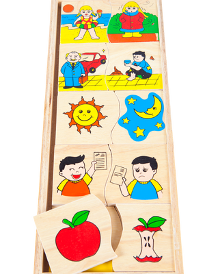 เกมจับคู่ตรงกันข้าม , ของเล่นไม้, ของเล่นเสริมพัฒนาการ, ของเล่นเด็กอนุบาล, สื่อการสอนเด็กอนุบาล