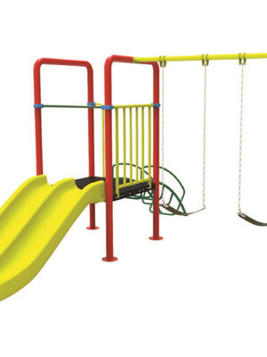 ชุดรวมF ชุดหอสไลด์ 80 รางคู่+ชิงช้า 2 ที่นั่ง,เครื่องเล่นสนามกลางแจ้ง,เครื่องเล่นสนามแบบเหล็ก,,สไลเดอร์,ชิงช้า,ครุภัณฑ์สนามเด็กเล่น,งบสพฐ,สินค้าผลิตในไทย ขนาด 450x370x250 ซม.