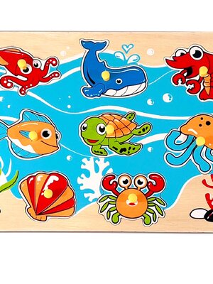 ภาพตัดต่อ สัตว์น้ำ , ของเล่นไม้, ของเล่นเสริมพัฒนาการ, ของเล่นเด็กอนุบาล, สื่อการสอนเด็กอนุบาล