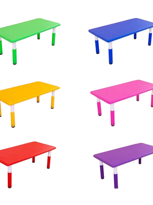 โต๊ะนักเรียนพลาสติก ขาปรับระดับได้,โต๊ะเขียนหนังสือเด็กอนุบาล-ประถม โต๊ะสี่เหลี่ยมผืนผ้า ปรับระดับได้ ราคาโรงงาน พร้อมส่ง ขนาด 60x120x 46-60 cm