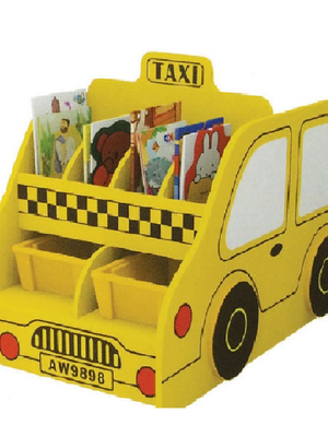 เฟอร์นิเจอร์เด็ก,ชั้นวางหนังสือเด็ก ,ชั้นวางหนังสือรถแท็กซี่ สินค้าพร้อมส่ง คิดค่าส่งตามจริง สินค้าราคาโรงงาน ขนาด : 63 x 120 x 72 ซม.