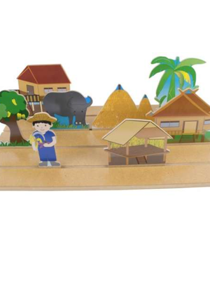 กระดานเลื่อนชุดชุมชนชนบท 8 ชิ้น,ของเล่นเสริมพัฒนาการ , สื่อการสอนปฐมวัย