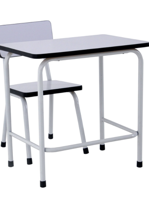 โต๊ะนักเรียนอนุบาล พร้อมเก้าอี้ หน้าไม้ปาติเกิลปิดผิวฟอเมก้าขาว โต๊ะหน้าขาว โต๊ะเรียนเดี่ยว โต๊ะเขียนหนังสือ เฟอร์นิเจอร์เด็ก พร้อมส่ง ขนาด 35 x 50 x 55 ซม.