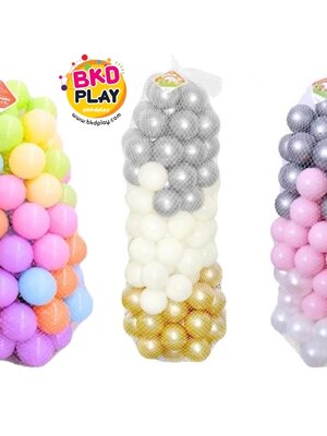 ลูกบอลบ้านบอล มี มอก.ลูกบอล7.5ซม. คละสี ขั้นต่ำ100 ลูก สีพาสเทล สีชมพูขาวเงิน และสีเงินทองขาว ราคาต่อ100 ลูก ลูกบอลบ่อบอล (3นิ้ว) ลูกบอลในห้าง พลาสติกหนา ทนทาน สีสดสวย