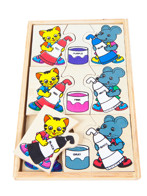 เกมจับคู่ผสมสี , ของเล่นไม้, ของเล่นเสริมพัฒนาการ, ของเล่นเด็กอนุบาล, สื่อการสอนเด็กอนุบาล