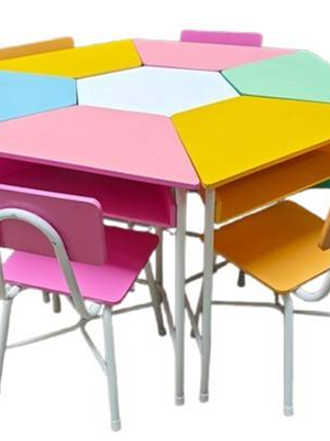 ชุดโต๊ะสี่เหลี่ยมคางหมูพร้อมเก้าอี้6ตัวแบบมีลิ้นชัก และโต๊ะตัวกลาง1ตัว นักเรียนประถม-มัธยม ,โต๊ะเขียนหนังสือเด็ก, โต๊ะกิจกรรม โต๊ะนักเรียน โต๊ะนักเรียนประถม พร้อมส่งในไทย