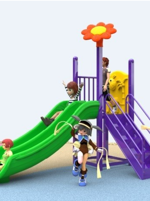 เครื่องเล่นสนามกลางแจ้ง ชุดสถานีดอกไม้สไลเดอร์คู่,กระดานลื่น,สไลเดอร์,ครุภัณฑ์สนามเด็กเล่น, สพฐ,โครงการโรงเรียนประชารัฐ playground,เครื่องเล่นสนาม, สนามเด็กเล่น ขนาด 120x200x200 ซม.