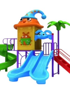 เครื่องเล่นสนามกลางแจ้งหอคอยจิ๋วกับหมวกพ่อมดแสนสนุก สไลเดอร์,ของเล่น,ครุภัณฑ์สนามเด็กเล่น,สพฐ,โครงการโรงเรียนประชารัฐ playground ขนาด 220x340x270 ซม.