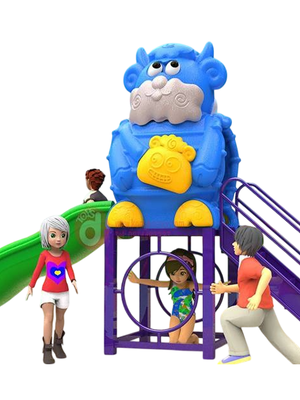 เครื่องเล่นสนามกลางแจ้ง ชุดกระดานลื่นแกะนำโชค,กระดานลื่น,สไลเดอร์,ครุภัณฑ์สนามเด็กเล่น, สพฐ,โครงการโรงเรียนประชารัฐ playground,เครื่องเล่นสนาม, สนามเด็กเล่น ขนาด 70x280x200 ซม.