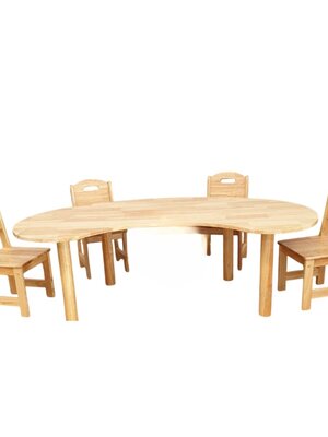 ชุดโต๊ะโค้ง+เก้าอี้ (โต๊ะ 1 ตัว, เก้าอี้ 4 ตัว) เฟอร์นิเจอร์เด็กสั่งทำตามสีและขนาดได้, โต๊ะเด็ก, เก้าอี้เด็ก, อนุบาล-ประถม โต๊ะ กิจกรรม โต๊ะไม้,โต๊ะเขียนหนังสือเด็ก ขนาด โต๊ะ 55 x 165 x 50 ซม. เก้าอี้ 33 x 35 x 60 ซม.