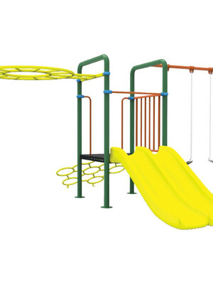 ชุดรวมi ชุดหอสไลด์ 80 รางคู่+บาร์โหน+ชิงช้า 2 ที่นั่ง,เครื่องเล่นสนามกลางแจ้ง,เครื่องเล่นสนามแบบเหล็ก,ชิงช้า,,สไลเดอร์,ครุภัณฑ์สนามเด็กเล่น,งบสพฐ,สินค้าผลิตในไทย ขนาด 430 x 610 x 250 ซม