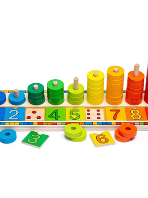 สวมหลักจับคู่สีตามเลข (0-9) ,ของเล่นไม้ ,ตัวเลข,สวมหลัก,จับคู่, ของเล่นเสริมทักษะการเรียนรู้, ของเล่นเสริมพัฒนาการเด็กอนุบาล, สื่อการสอนปฐมวัย, พร้อมส่ง