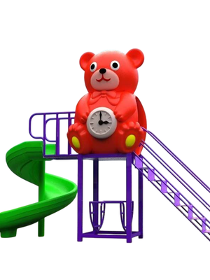 เครื่องเล่นสนามกลางแจ้ง ชุดหมีน้อยสอนเลข,กระดานลื่น,สไลเดอร์,สไลเดอร์วน,ครุภัณฑ์สนามเด็กเล่น, สพฐ,โครงการโรงเรียนประชารัฐ playground,เครื่องเล่นสนาม, สนามเด็กเล่น ขนาด 120x270x230 ซม.