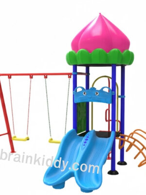 ชุดหอปลาหมึก +ปีนป่าย +ชิงช้า 2ที่นั่ง เครื่องเล่นสนาม กลางแจ้ง เหล็ก, สไลเดอร์,ของเล่น สั่งทำ 10-20 วัน ขนาด300x380x250 ซม.