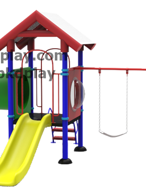 ชุดหอสไลด์80 +ท่อลอดคู่ +ชิงช้าผสม 4 ที่นั่ง เครื่องเล่นสนามกลางแจ้ง เหล็ก ของเล่น สั่งทำ 10-20 วัน ขนาด 380x870x310 ซม.