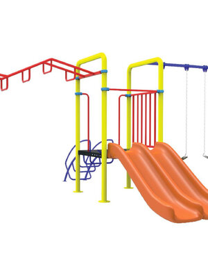 ชุดรวมk ชุดหอสไลด์ 80 รางคู่+บาร์โหน+ชิงช้า 2 ที่นั่ง,เครื่องเล่นสนามกลางแจ้ง,เครื่องเล่นสนามแบบเหล็ก,ชิงช้า,ครุภัณฑ์สนามเด็กเล่น,สไลเดอร์,งบสพฐ,สินค้าผลิตในไทย ขนาด 430 x 610 x 250 ซม.