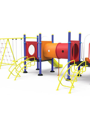 ชุดplayground3 ชุดหอสไลด์ 80+ปีนป่ายเชือก+ชิงช้า 2 ที่นั่ง(สพฐ.),เครื่องเล่นสนามกลางแจ้ง,เครื่องเล่นสนามแบบเหล็ก,ครุภัณฑ์สนามเด็กเล่น,งบสพฐ,สินค้าผลิตในไทย ขนาด 420 x 920 x 225 ซม