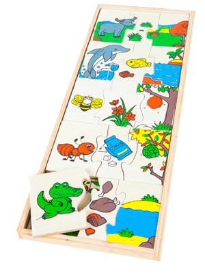 เกมจับคู่สัตว์-อาหาร-ที่อยู่ , ของเล่นไม้, ของเล่นเสริมพัฒนาการ, ของเล่น,สื่อการสอนปฐมวัย