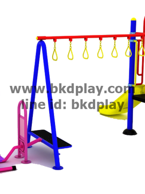 ชุดหอสไลด์80 +ห่วงโหน +ก้าวเดินบัดดี้ เครื่องเล่นสนามกลางแจ้ง เหล็ก ของเล่น สั่งทำ 10-20 วัน ขนาด 400x630x220 ซม.