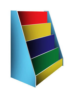 ชั้นวางหนังสือ 4 ชั้น,ชั้นวางหนังสือหลากสี,ชั้นไม้สำหรับวางหนังสือ,เฟอร์นิเจอร์เด็ก,ชั้นวางหนังสือเด็ก ขนาด 35x75x85 ซม.