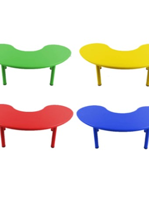 โต๊ะทรงถั่ว โต๊ะเสี้ยวเสี้ยว โต๊ะเรียนพลาสติก เด็กอนุบาล ขาเหล็ก ขนาด 60x150x50 cm.