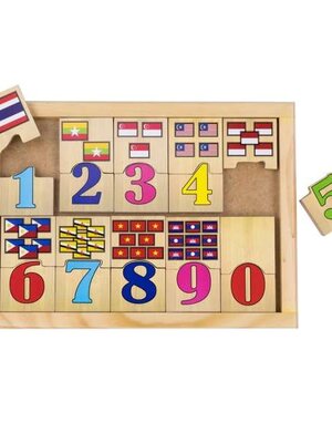จับคู่ตัวเลขอาเซียน, ของเล่นไม้, ของเล่นเสริมพัฒนาการ, ของเล่นเด็กอนุบาล, สื่อการสอนเด็กอนุบาล