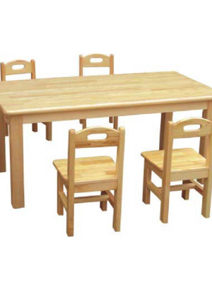 ชุดโต๊ะไม้สี่เหลี่ยมผืนผ้าพร้อมเก้าอี้ 6 ตัว โต๊ะนักเรียนอนุบาล-ประถม, เฟอร์นิเจอร์เด็ก โต๊ะเก้าอี้ไม้ ขนาด 60X120X55 ซม.