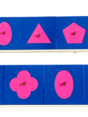 แผ่นเหล็กเรขา10ทรงพร้อมฐาน กรอบเรขาสีชมพู, ของเล่นไม้, ของเล่นเสริมพัฒนาการ, ของเล่นเด็ก, สื่อการสอน,มอนเตสซอรี่ ,montessori, สื่อการสอนประถม