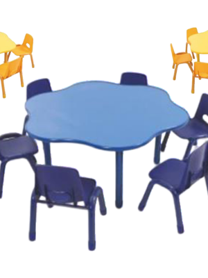 ชุดโต๊ะดอกไม้หรรษา พร้อมเก้าอี้ 6 ที่นั่ง โต๊ะเก้าอี้นักเรียน,โต๊ะเด็ก,เก้าอี้เด็ก,อนุบาล-ประถม,โต๊ะกิจกรรม,โต๊ะพลาสติกขาเหล็ก,โต๊ะเขียนหนังสือเด็ก สั่งนำเข้า ขนาดเส้นทะแยงมุม 120 ซม. ขนาดความสูงโต๊ะ 37-60 ซม.