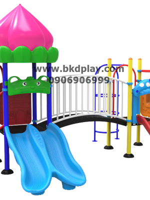 ชุดหอดอกบัว +ปีนป่าย + ชิงช้า 2 ที่นั่งเครื่องเล่นสนาม กลางแจ้ง เหล็ก, สไลเดอร์ ของเล่น สั่งทำ 10-20 วัน ขนาด315x700x250 ซม.