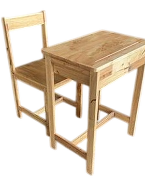 โต๊ะเรียนไม้ ชุดโต๊ะพร้อมเก้าอี้ เรียนเดี่ยว ไม้แท้ ผลิตในไทย เฟอร์นิเจอร์เด็ก สำหรับเด็กอนุบาล-ประถม ขนาดโต๊ะ 60*40*75ซม.