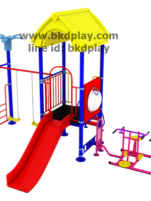 ชุดหอสไลด์80 +บิดเอวบัดดี้ +ชิงช้า 2 ที่นั่ง เครื่องเล่นสนามกลางแจ้ง เหล็ก ของเล่น สั่งทำ 10-20 วัน ขนาด400x630x390 ซม.