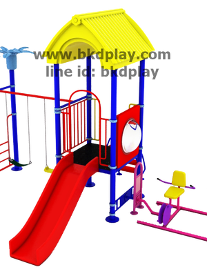 ชุดหอสไลด์80+ปั่นจักรยานบัดดี้+ชิงช้าผสม 2 ที่นั่ง เครื่องเล่นสนามกลางแจ้ง เหล็ก ของเล่น สั่งทำ 10-20 วัน ขนาด400x610x390 ซม.