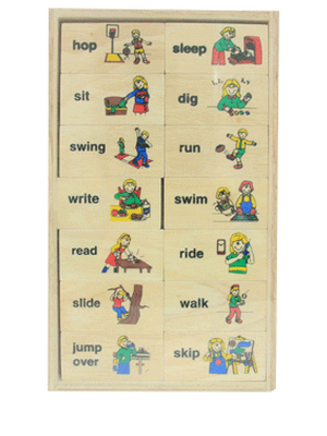 โดมิโนภาพกับคำอ่านภาษาอังกฤษชุด อริยาบท , ของเล่นไม้, ของเล่นเสริมพัฒนาการ, ของเล่นเด็กอนุบาล, สื่อการสอนเด็กอนุบาล