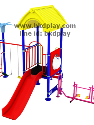 ชุดหอสไลด์80 +เดินอากาศบัดดี้+ชิงช้าผสม2ที่นั่ง เครื่องเล่นสนามกลางแจ้ง เหล็ก ของเล่น สั่งทำ 10-20 วัน ขนาด 400 x 610 x 390 ซม.