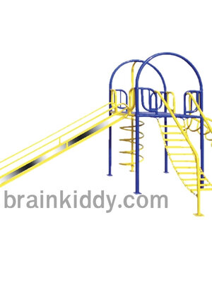 กระดานลื่นเหล็ก 120+ปีนป่าย สไลเดอร์เดี่ยว, เครื่องเล่นสนามกลางแจ้ง , เครื่องเล่นสนามแบบเหล็กOutdoorPlayground, ราคาโรงงาน ขนาด 150x200x170 ซม.