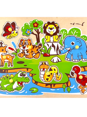 ภาพตัดต่อสัตว์ป่า , ของเล่นไม้, ของเล่นเสริมพัฒนาการ, ของเล่นเด็กอนุบาล, สื่อการสอนเด็กอนุบาล