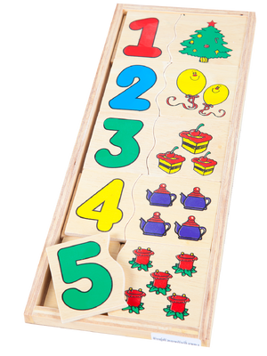 เกมจับคู่ตัวเลขกับสิ่งของ , ของเล่นไม้, ของเล่นเสริมพัฒนาการ, ของเล่นเด็กอนุบาล, สื่อการสอนเด็กอนุบาล