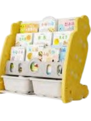 ชั้นวางหนังสือแครอท ,ชั้นวางพลาสติกหนา โชว์ปก ,เฟอร์นิเจอร์เด็ก,ชั้นวางหนังสือเด็ก ขนาด 34x71x66 ซม.